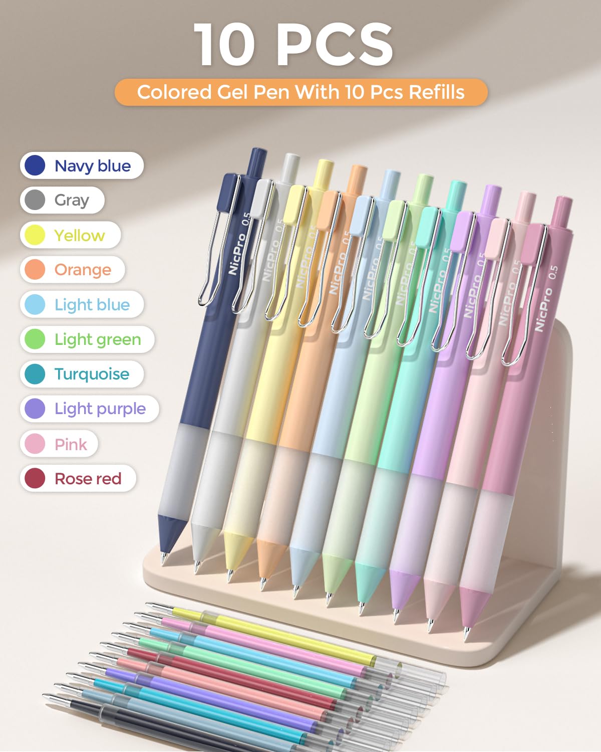 Nicpro 33PCS Aesthetic Highlighter and Gel Pen set with Case, 12 Bible Highlighters & Cute Pens Refills With Soft Ink & Tip, No Bleed Quick Dry for Bible Study Journaling Planner Notes School Supplies
