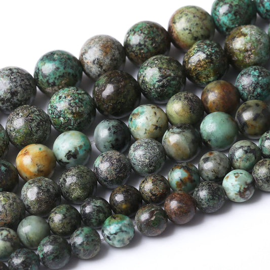 African Turquoises Stone Natural Stone Beads Gems Round Loose Beads Jewelry Making DIY Bracelet Necklace Accessory 1 Strand 45PCS 8MM 15"