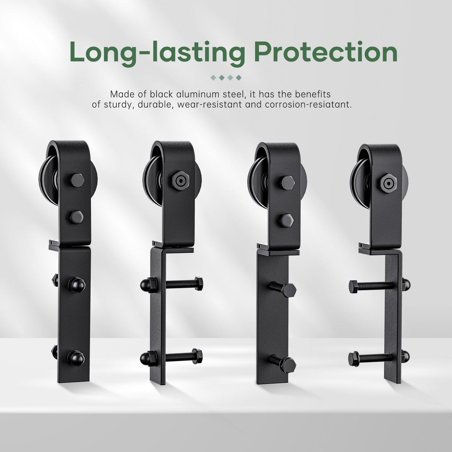 Roymelo 58" Bifold Sliding Barn Door Hardware Track Kit,Side Mounted Black J Shape Roller,Smoothly and Quietly,Assembly Easy,Fit Four 13.5" Bi-Folding Doors (Door Not Included)
