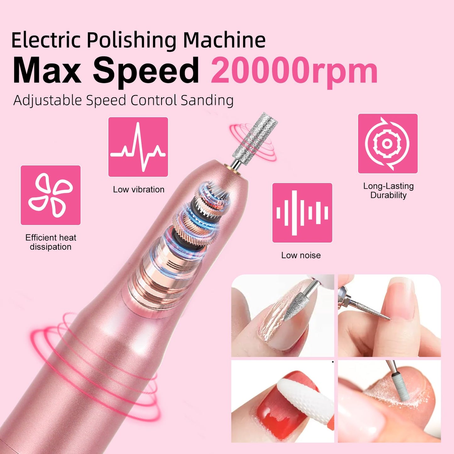 Acrylic Nail Art Kit-Nail Art Manicure Set Acrylic Powder Brush Glitter File French Tips U V Lamp Nail Art Decoration Tools Nail Drill kit for beginners with everything at home (White)