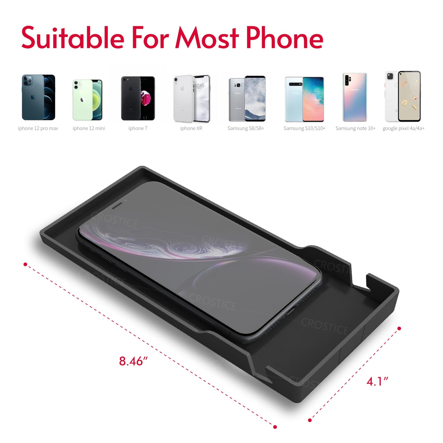 Crostice Phone Holder Compatible with Peloton Bike & Bike Plus Accessories, Original Design Cell Phone Tray, Holder for iPhone, Cellphone Mount, Fit for Most Mobile, Baby Monitor