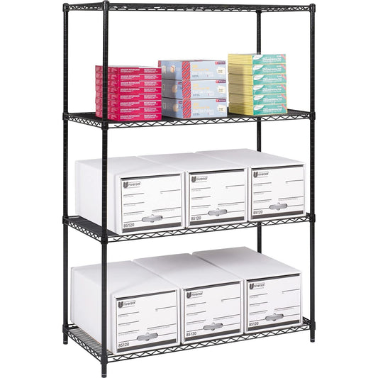 Safco Products 5294BL Industrial Wire Shelving Starter Unit, Organzie Home, Office, Classrooms, Garages & More 48" W x 24" D x 72" H (Add-On Unit and Extra Shelf Pack Sold Separately), Black