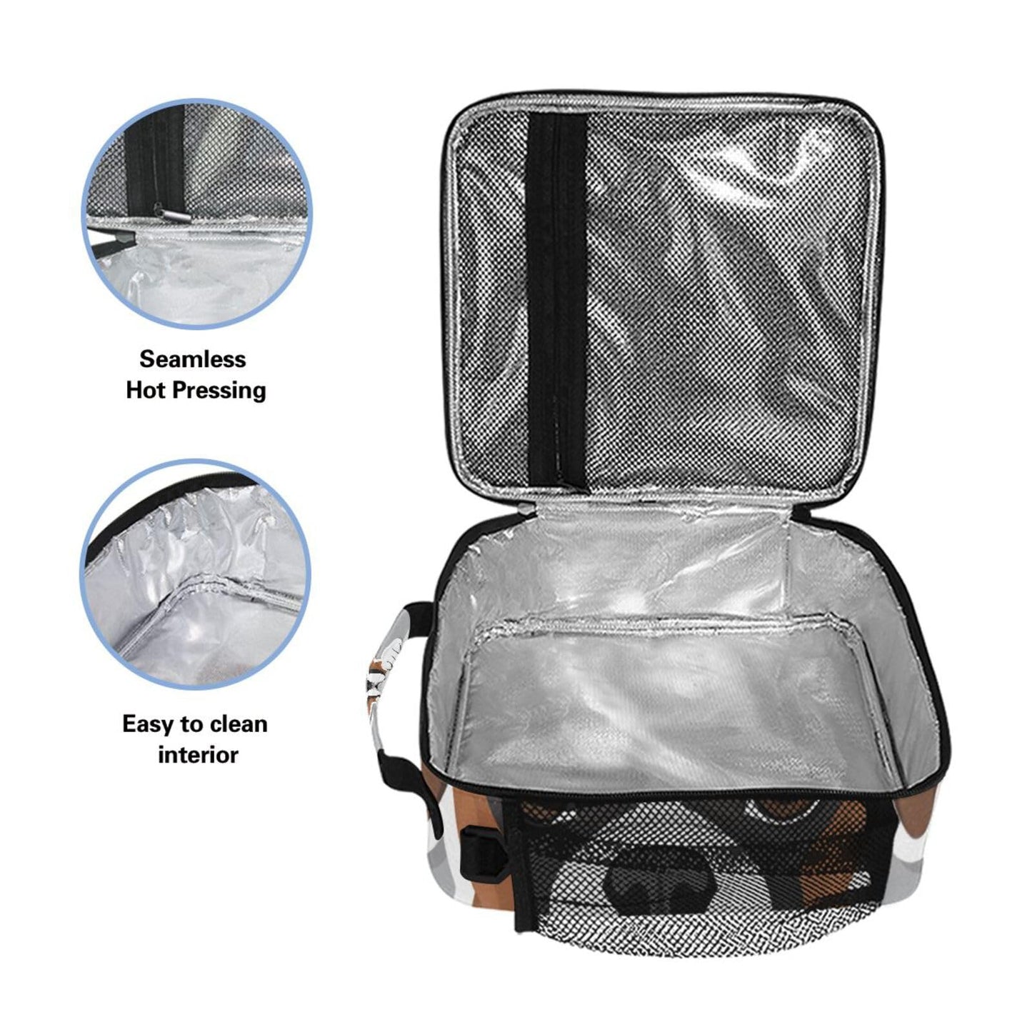 Pfrewn Dog Pattern Lunch Box Boxer Dog Insulated Lunch Bag Reusable Cooler Meal Prep Bags Lunch Tote with Shoulder Strap for School Kids Office Adult
