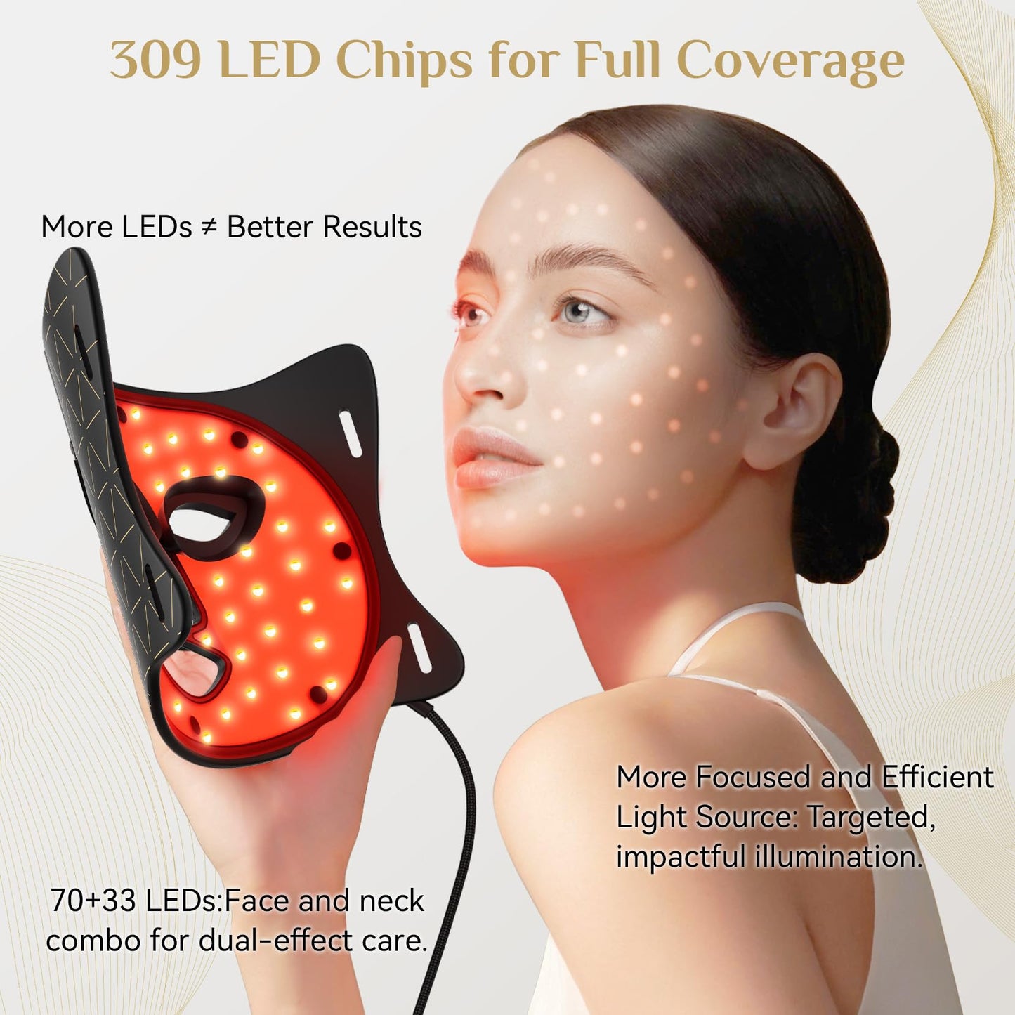 Red Light Therapy Mask for Face, LED Face Mask Light Therapy with Red 630±5nm & NIR 830nm, Body Beauty Machine for Care at Home