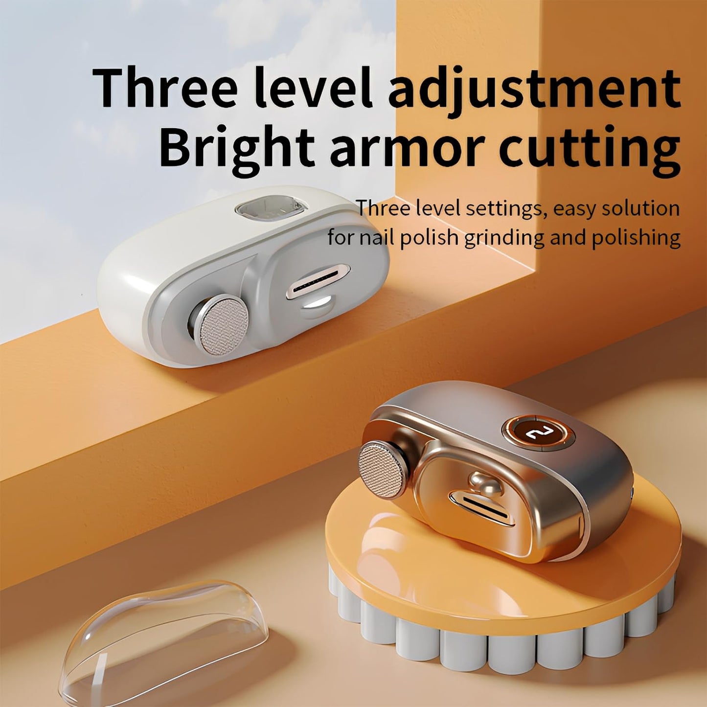 3-in-1 Automatic Electric Nail Clippers with Display, LED Light & Storage Toenail Clippers, Polishing Smart Electric Nail Trimmer, 3 Speeds Nail Cutter for Seniors, Men, Adults Golden