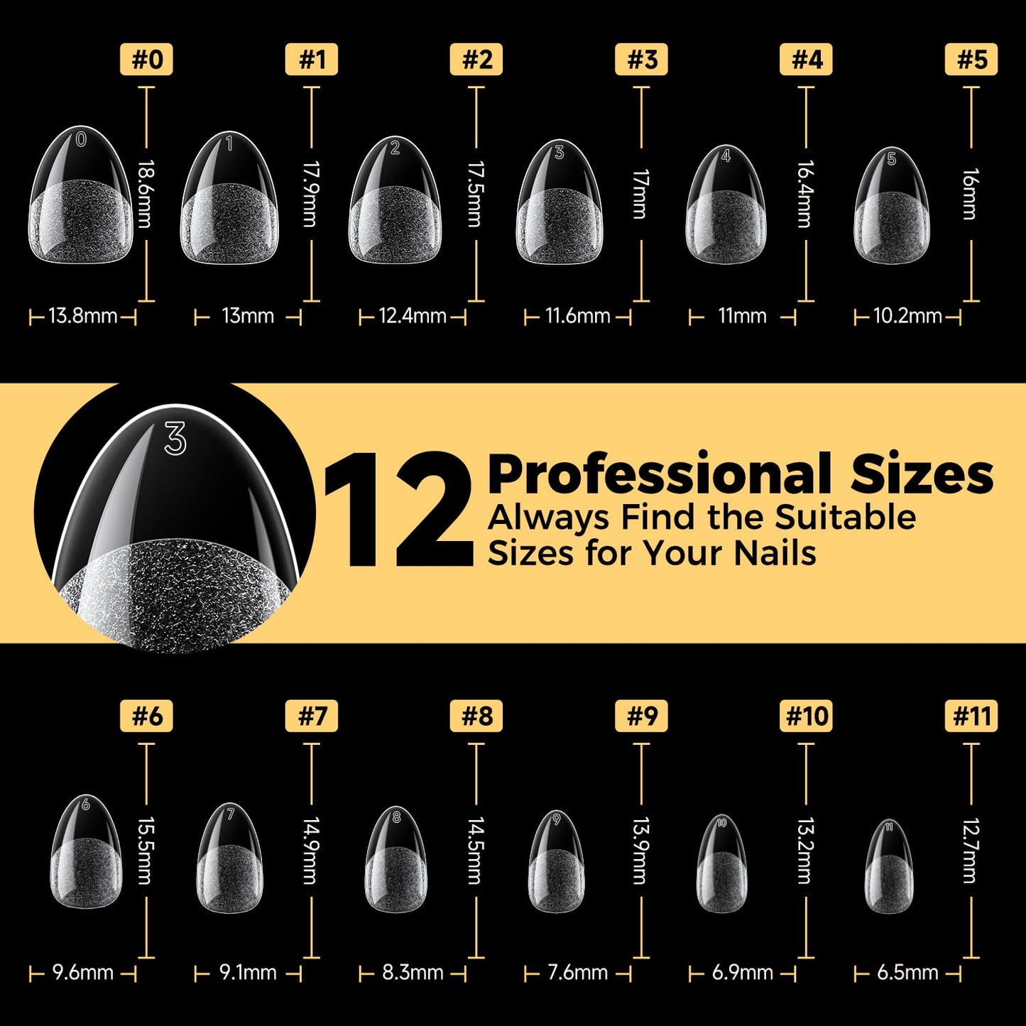 UNA GELLA Extra Short Almond Nail Tips, 504 Pcs Pre-Filed XS Almond Gel Nails, 12 Sizes Half Matte Full Cover Press Ons for Nail Extension Manicure Home DIY Salon