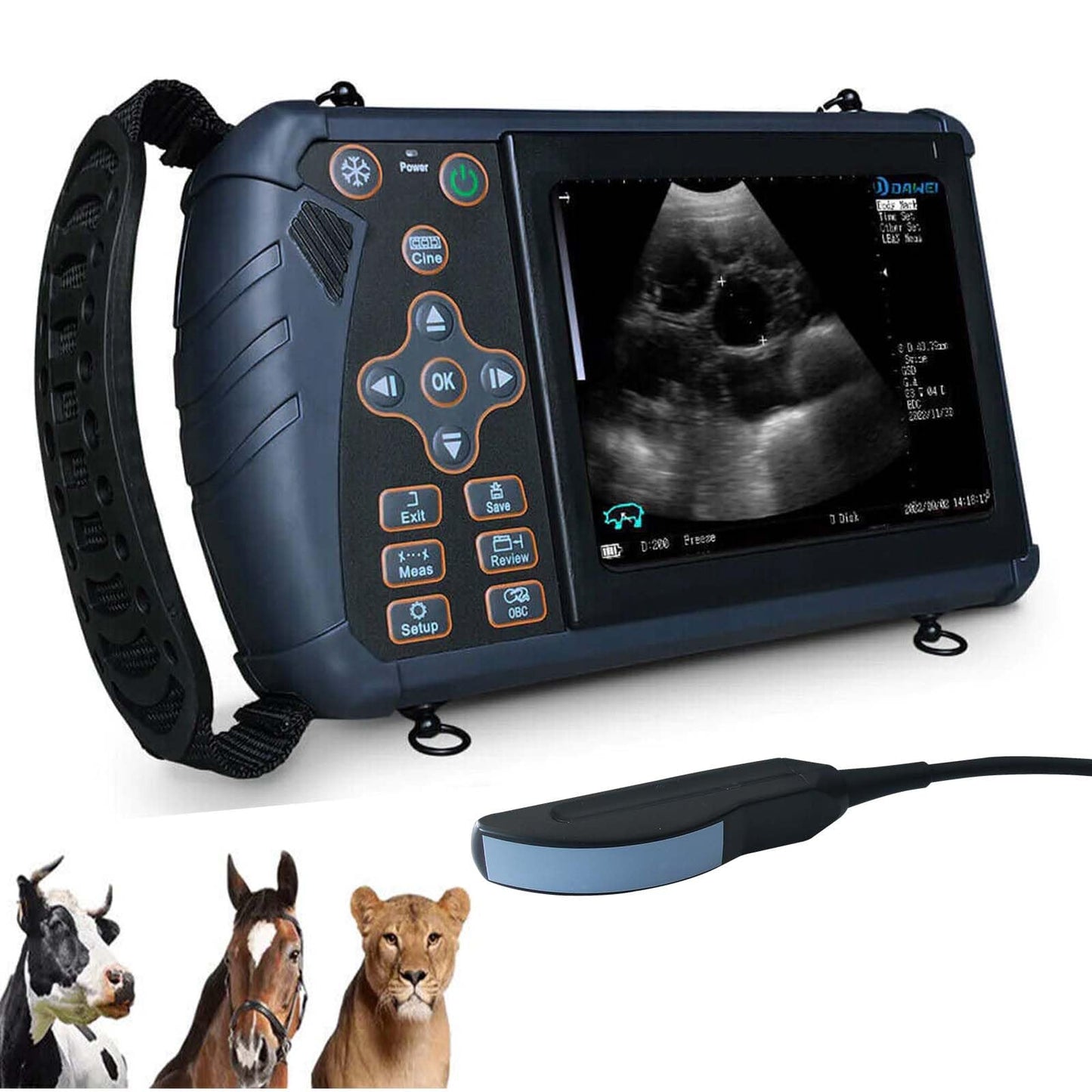 DAWEIanimed DAWEI Portable Ultrasound Machine Vet Ultrasound Scanner for Pregnancy with 3.5Mhz Rectal Convex Probe for Hoese,Cattle,Cow,Goat,Pig Livestock