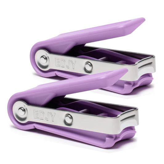 EDJY Fingernail Cutter - Precision Stainless Steel Nail Cutter for Fingernails | Sharp Blade, Ergonomic Design, Durable & Rust-Resistant | Ideal for Men and Women | Lilac | 2-Pack