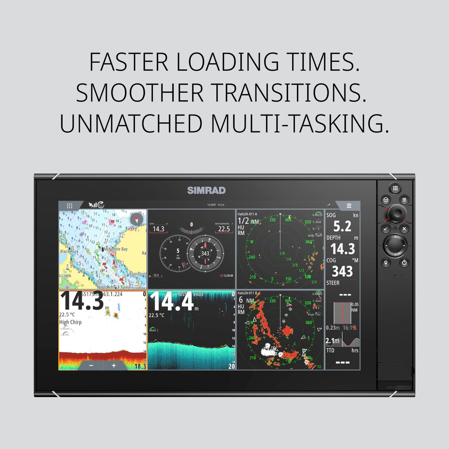 Simrad 000-15403-002 NSS12 Evo3S Chartplotter and Fishfinder with Preloaded C-MAP US Enhanced Charts, 12 Inch Display, Black