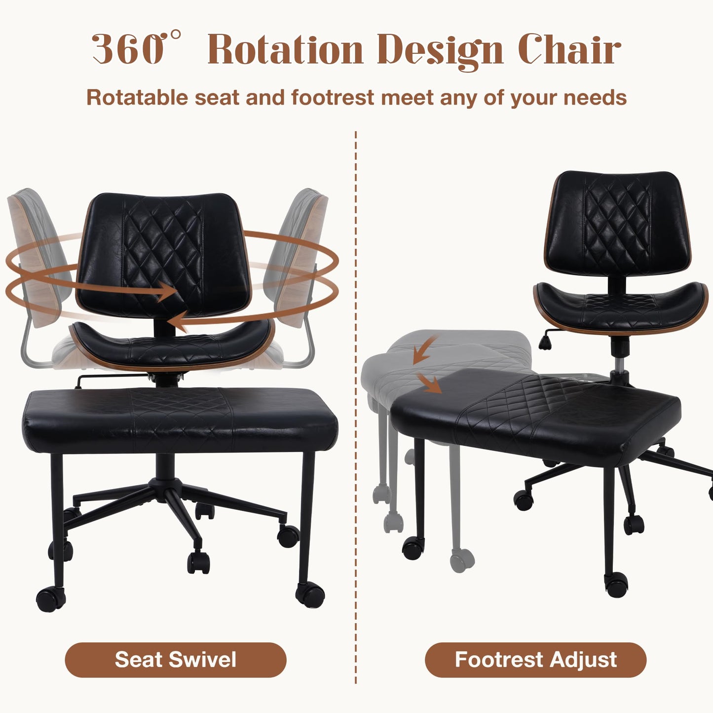Azaeahom Ergonomic Cross Legged Office Chair with Wheels, Height Adjustable & 360°Swivel for Meditation, Desk & Yoga - Wide Criss Cross Design, Kneeling Chair - Black