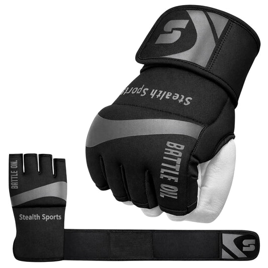 Stealth Sports Boxing Inner Gloves Neoprene Wrist Support Padded Gel Wraps Hand Protection Boxing Bag Hand Wraps for Punching MMA Martial Arts Muay Thai Speed Bag Training – Under Mitts (M)