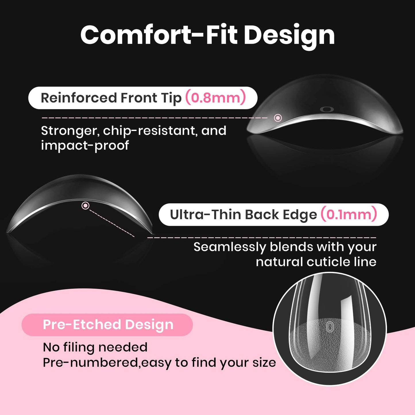Beetles Gel Nail Kit Etch-X, Square Short, 288pcs 12 Sizes Nail Tips, 3Pcs 15ml HEMA-Free Nail Glue Top Coat & Base Gel Set, with Mini Lamp, Press On Nail, Long Lasting Extension DIY Set at Home