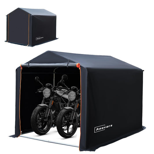 IRILIA Bike Storage Shed Tent, 5.25x7.2FT Outdoor Bicycle Motorcycle Storage Shed with 210D Oxford Fabric PU2000 Waterproof for 2-5 Bikes, Bike Covers Shelter for Garden Tools, Toys (Black, L Size)