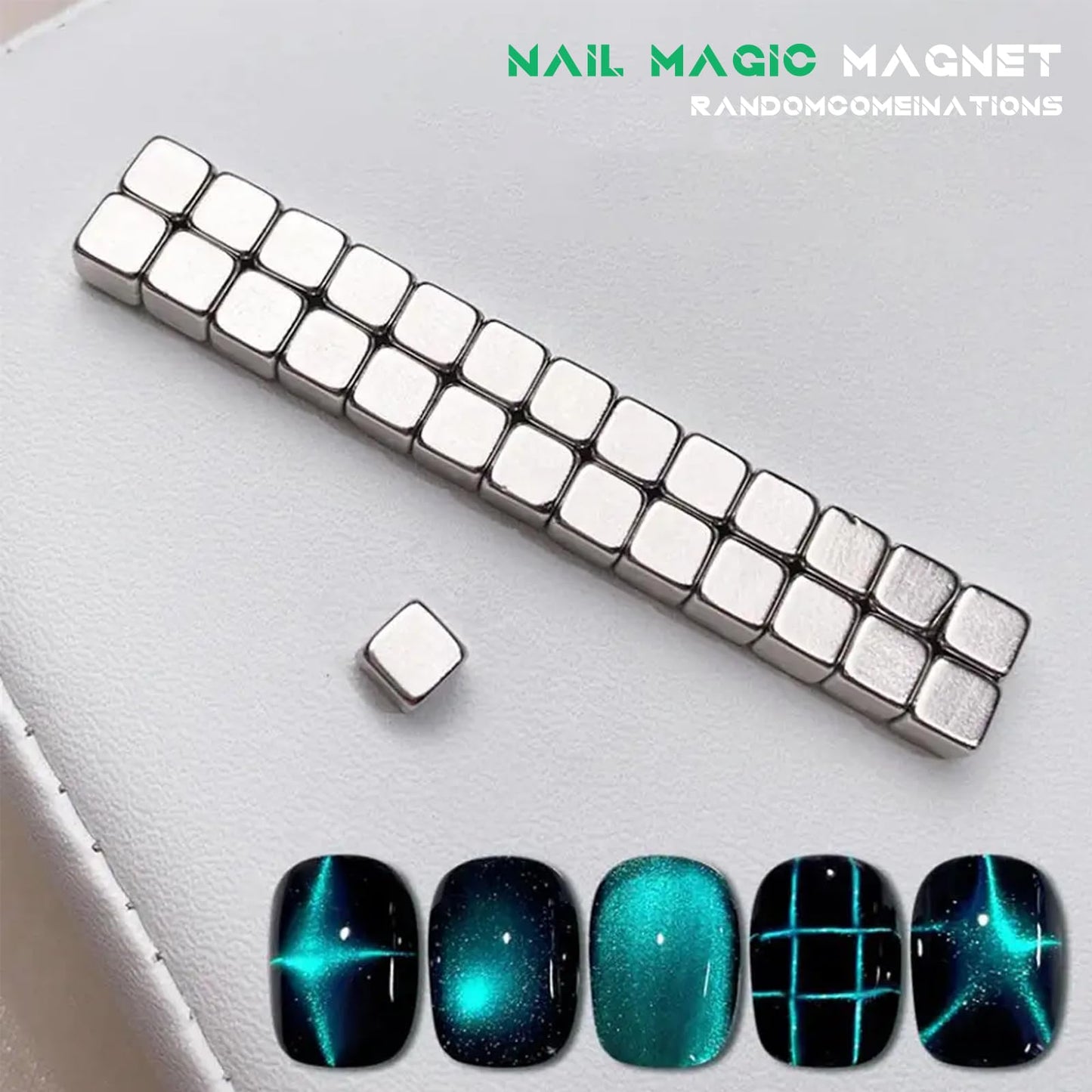 XEAOHESY 27 Pieces Cat Eye Magnet for Nails Cube Nail Magnet Square Nail Art Magnet with Grid Effect Powerful Manicure Magnetic Tool for Cat Eye Gel Nail Polish（0.2 * 0.2 * 0.2inch）