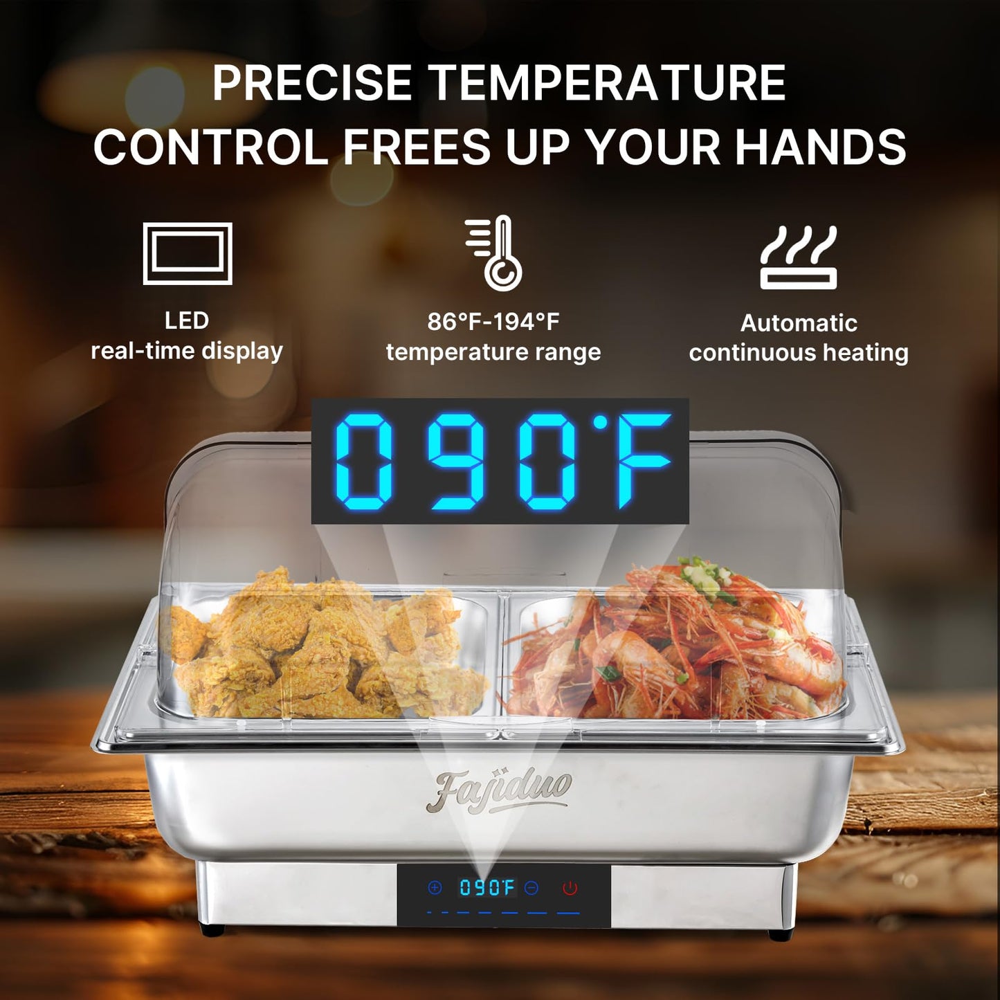 Electric Chafing Dish, 2X4.5QT Buffet Servers and Warmers, Stainless Steel Chaffing Dishes with Temperature Control Display, Commercial Food Warmers for for Parties, Catering, Buffets