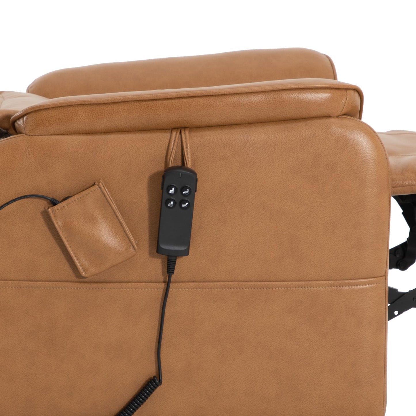 DYNOX 350 LBS Genuine Leather Power Lift Recliner Chair for Elderly, Medium Size Dual Motor Lay Flat Infinite Positions Recliner with Heat & Massage (9188,Genuine Leather,Camel)