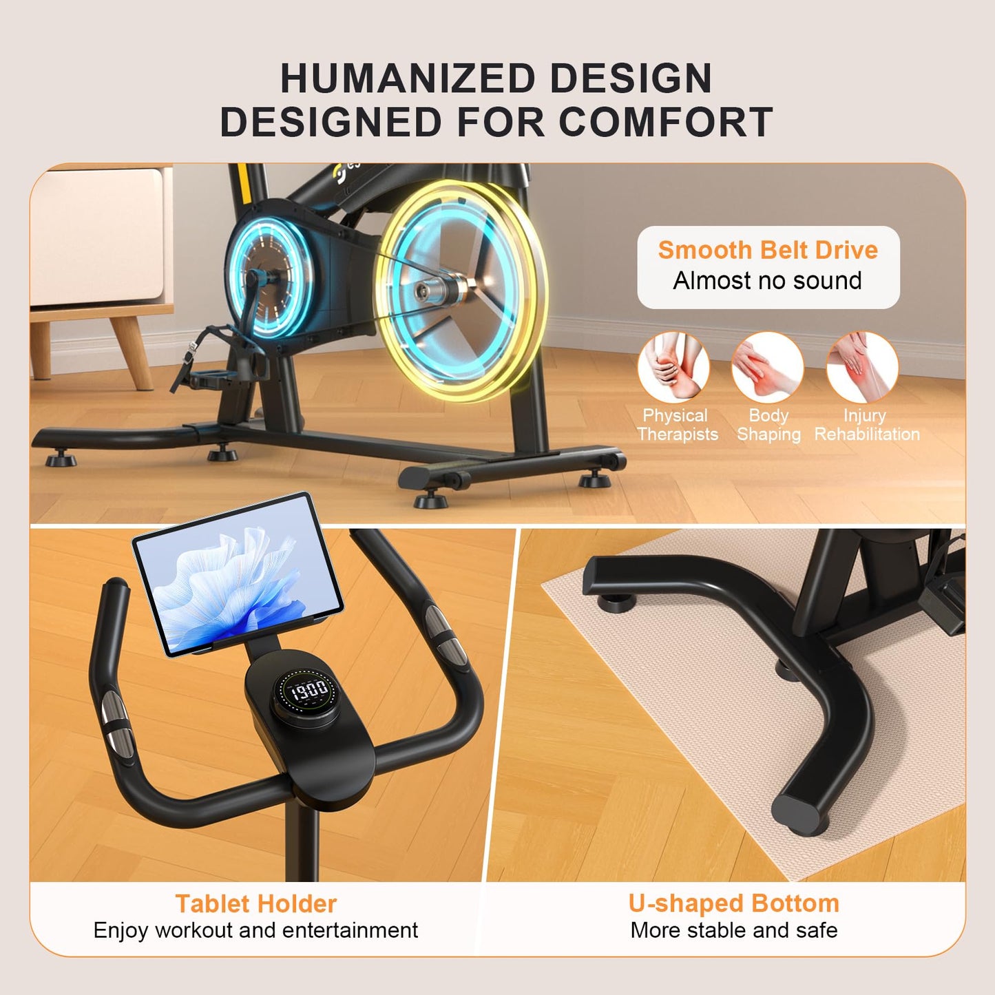 Exercise Bikes for Home,Indoor Magnetic Bike with Adjustable Magnetic,Brake Pad Resistance Silent Belt Drive,350lbs/300lbs Weight Capacity &Upgraded Version Seat for Home Cardio&Weight Loss(QM-530W)