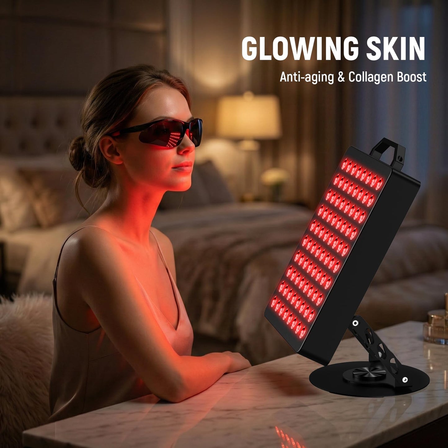 KOKOCL Red Light Therapy for Face and Body, High Power 850nm Near Infrared & 660nm Red Light Panel, 80 LED Lamps, Remote Control with 5 Intensity Levels, 360° Rotating Base