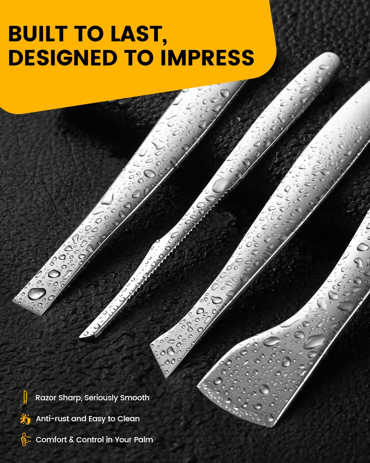 BEZOX 4PCS Pedicure Knife Tools – Professional Ingrown Toenail Removal Kit, Callus Shaver & Corn Scalpel, Foot Peeling Razor Toe Nails Blades (PU Leather Case Included) - Silver