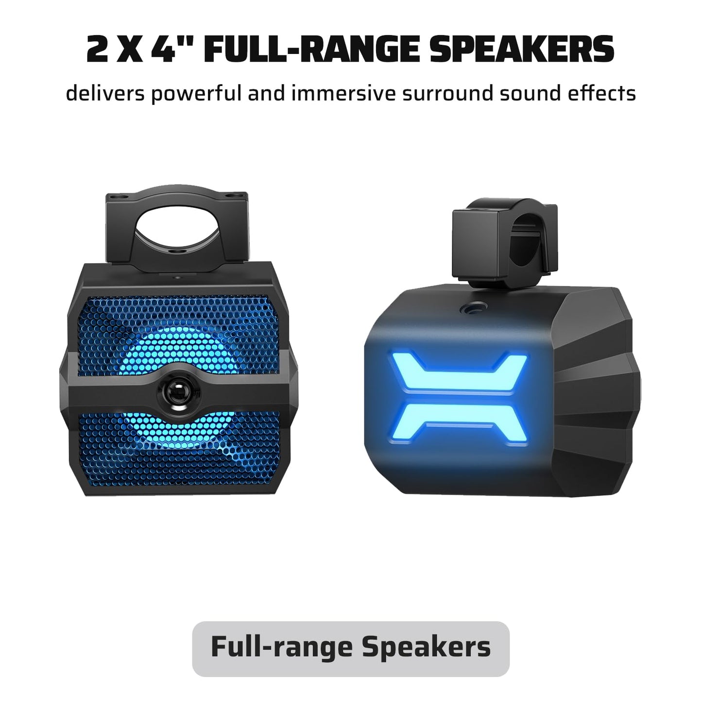 Ehaho 2.1CH Stereo UTV Sound Bar (Subwoofer) and Speakers, 26 Inch Bluetooth ATV Soundbar with RGB Lights, Waterproof Golf Cart Sound Bar, Marine Sound bar Compatible with SXS Polaris RZR Can-Am