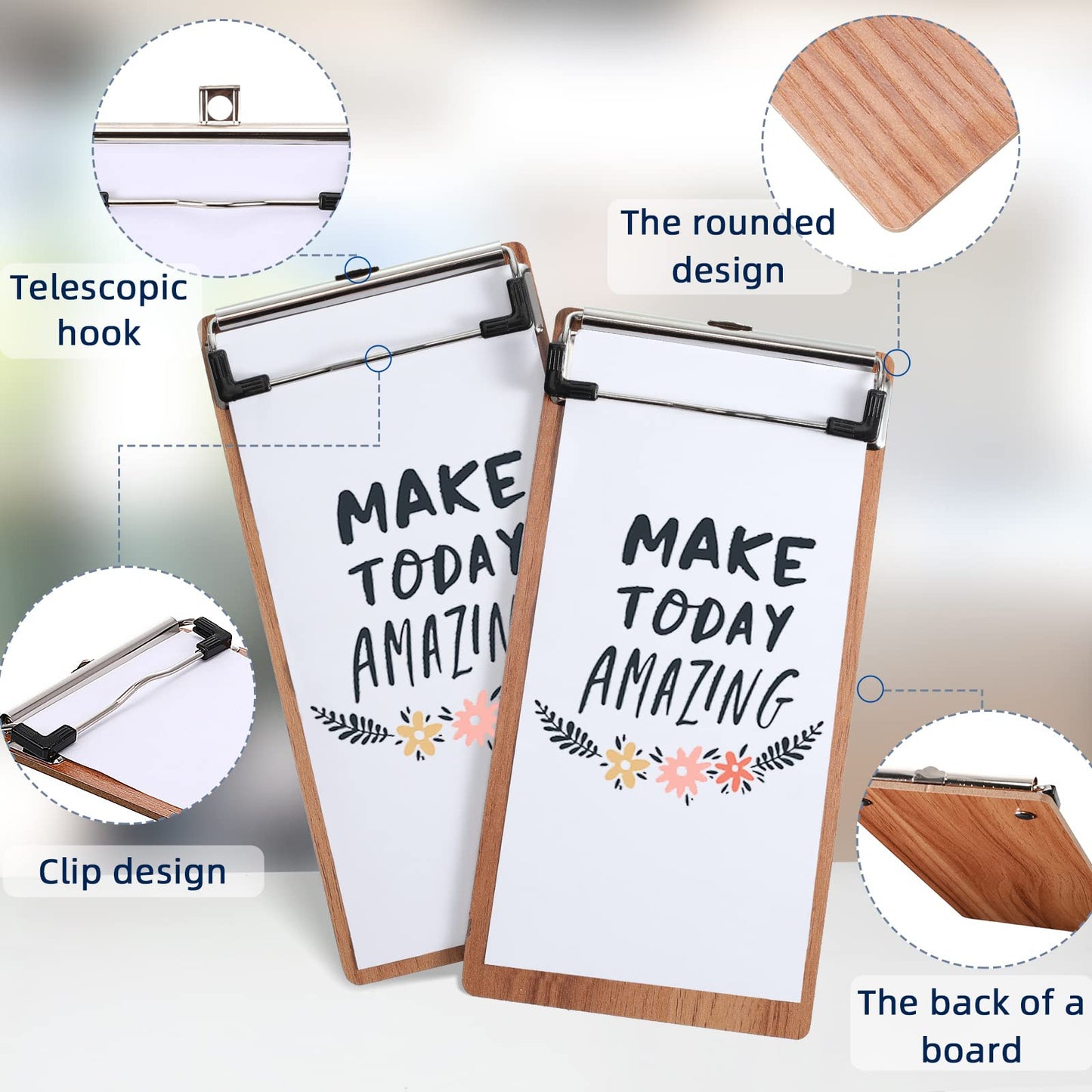 Epakh 30 Pcs Mini Clipboard Small Clipboards Wooden Half Page Clipboard Wood Check Presenters Kids Clipboards for Restaurant School Waitress Guest Server Books Menu Holder, 8 x 4 Inch