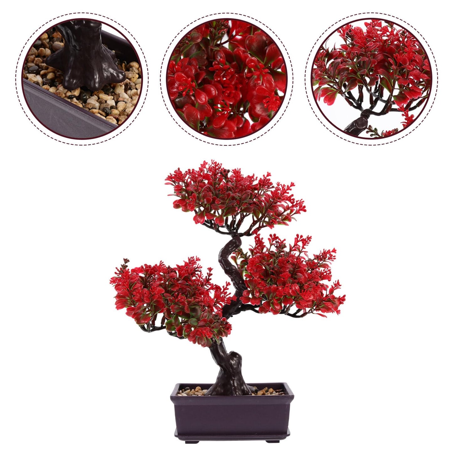 EXCEART Artificial Bonsai Tree Faux Potted Plant Desktop Ornament 14.17X11.81X3.93In Simulated Greenery Home Office D Cor No Maintenance