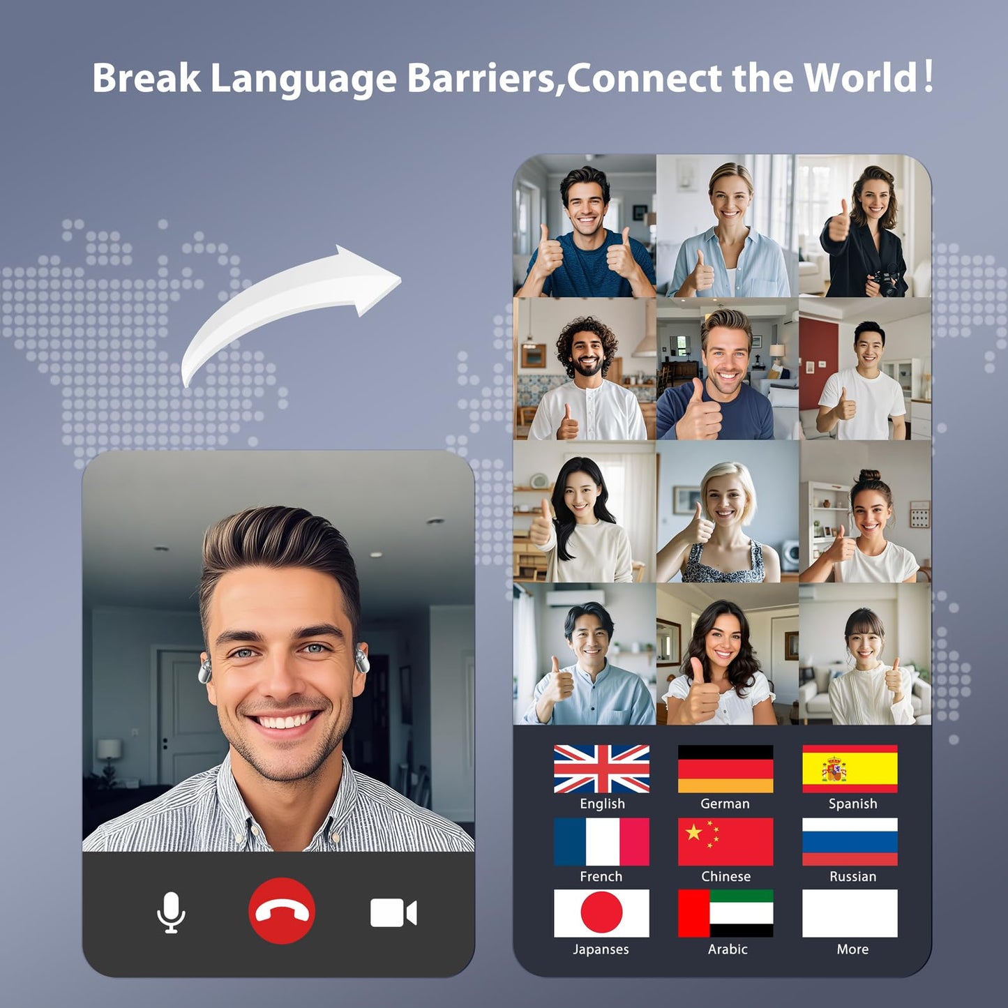 AI Language Translation Earbuds Real Time, 144 Language Translator Earbuds, OWS 3-in-1 with LCD Touch Screen & Charging Case, Wireless Bluetooth Open Ear Earbuds for Travel, Business, Learning