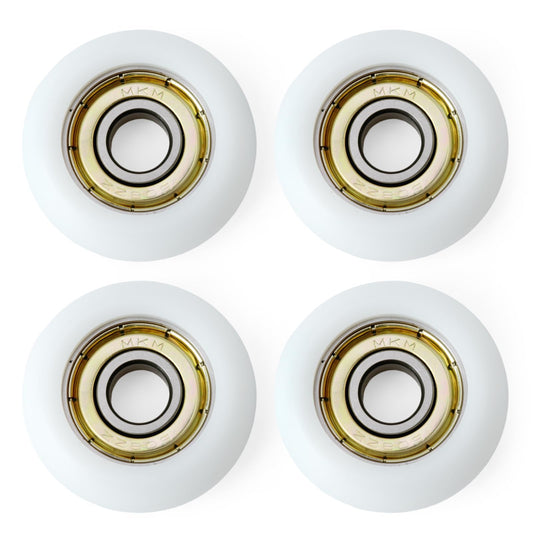GLOXTED 4Pcs Replacement Roller Wheels Compatible with Aero for Pilates Reformer Machine, Smooth and Quiet Glide, 8mm Shaft Diameter Roller Wheel, White