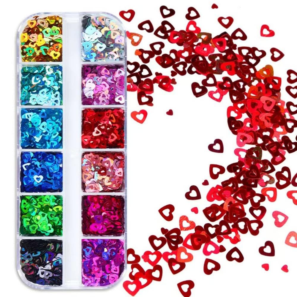 2 Boxes Nail Art Glitter Chameleon Holographic Glitter Red Nail Art Sequins 3D Flakes Laser Nail Glitter Design Shiny Glitters Accessories for Women Girls Supply Nail Charms Manicure DIY Nail Art