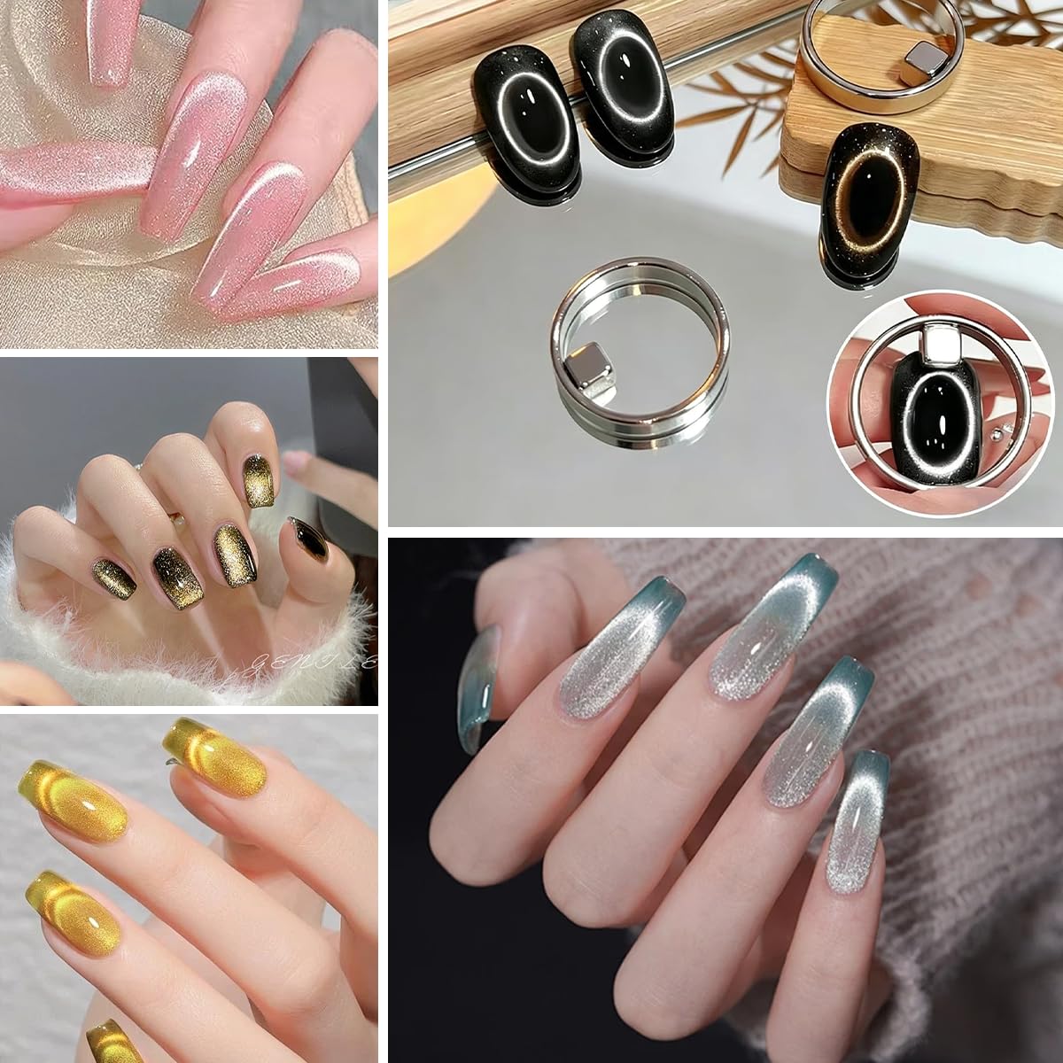 2Pack Ring Cat Eye Magnet for Nails – Strong 2-in-1 Set with Stabilizer Tool, Y-Shaped & Hollow Ring Magnet for Halo, French, Wide Beam Effects, Portable Magnetic Nail Art Tool for Beginners & Pros