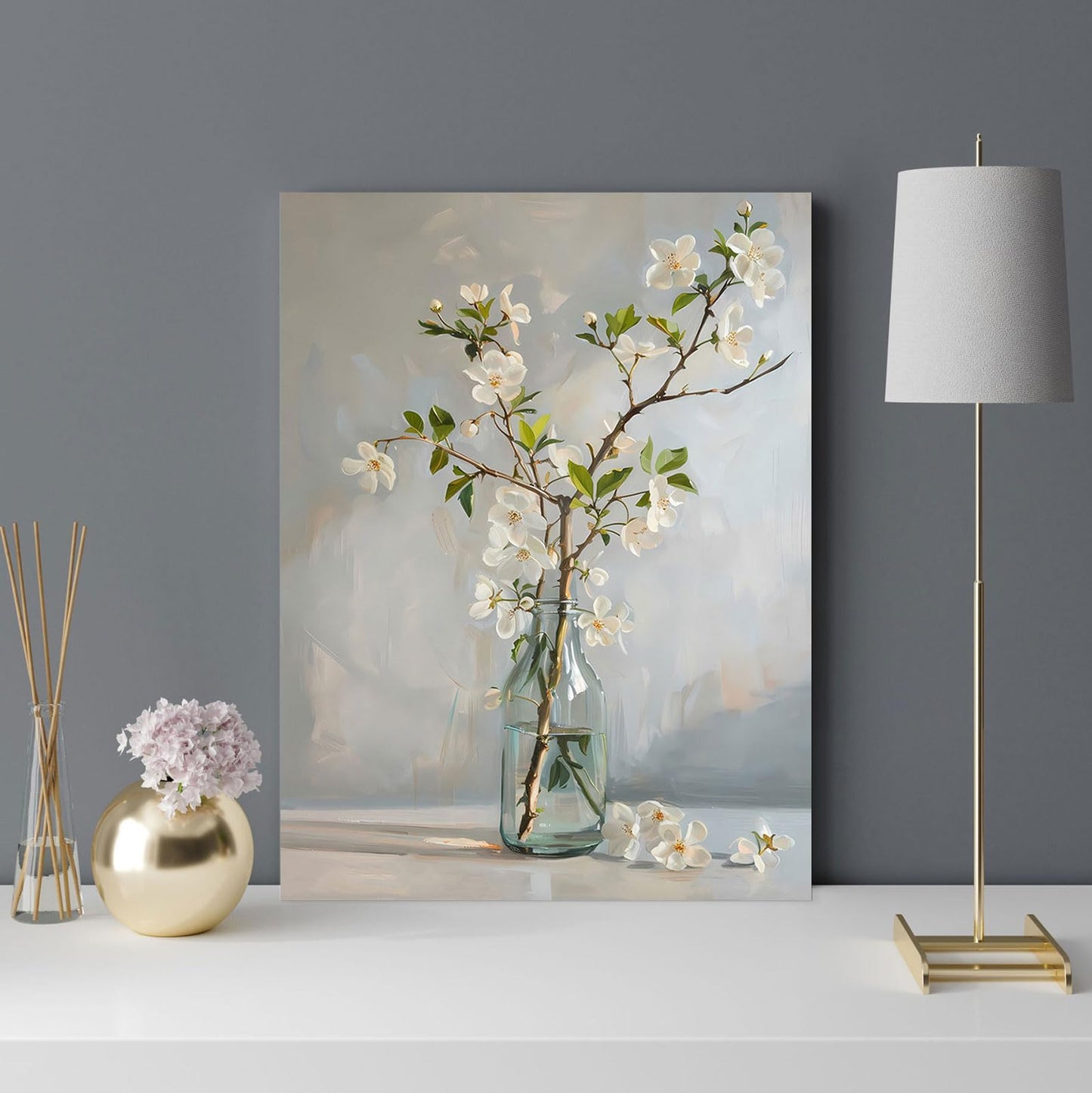 daktenn Wall Art for Bathrooms Art Wall Decor Floral Canvas Wall Art Bathroom Pictures Wall Decor for Bathroom Bedroom Livingroom 12x16 Inches