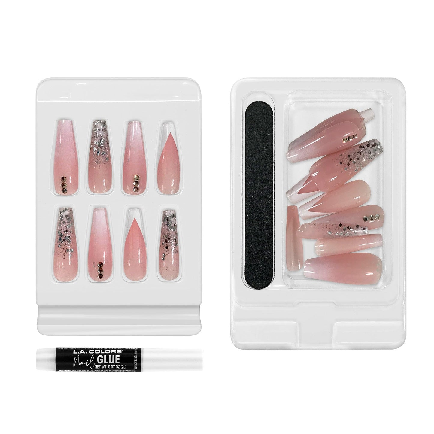 L.A. COLORS Lavish Nail Luxe Finish Nail Tip Kit (carded), Starlight CNT470 (Pack of 2)