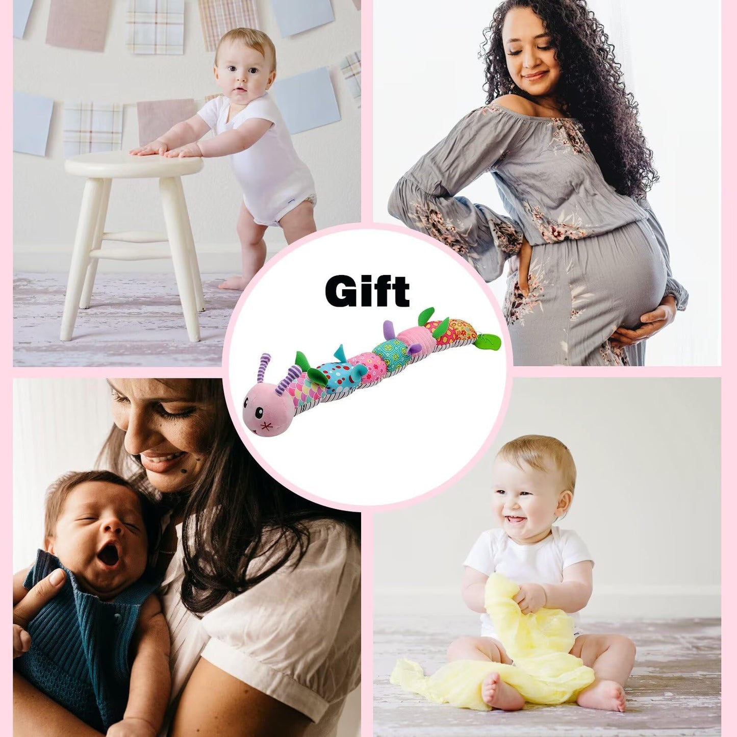 Pau1Hami1ton Baby Toys 0-3-6-12 Months Musical Plush Caterpillar Toy,Newborn Toys with Crinkle and Rattles,Baby Sensory Toys,Newborn Boy Girl Gifts.