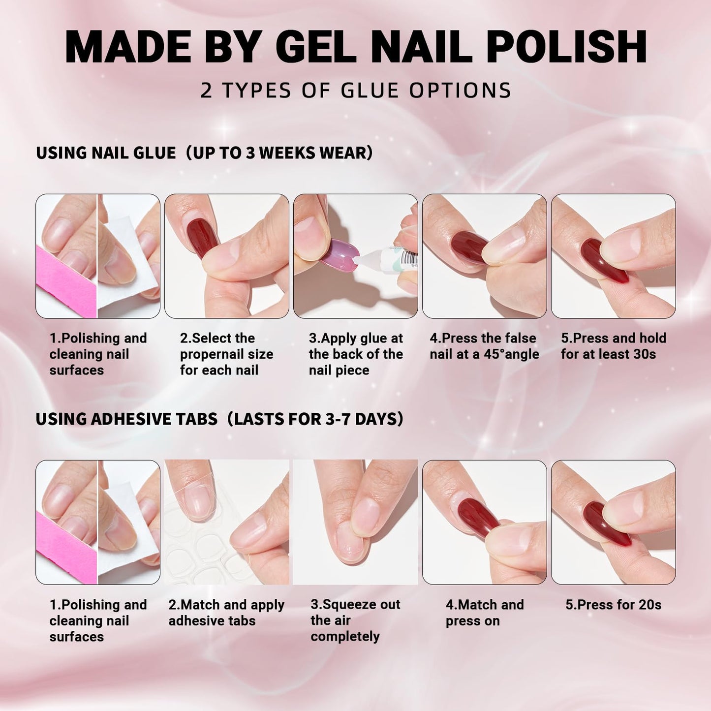 Wooyas Press on Nails Almond, Purple Metallic Mirror Finish Handmade Nails Reflective Mirror, Medium Aurora Nails Full Cover by Professional Manicurist, 24 Pcs Soft Gel Glue On Nails Kit