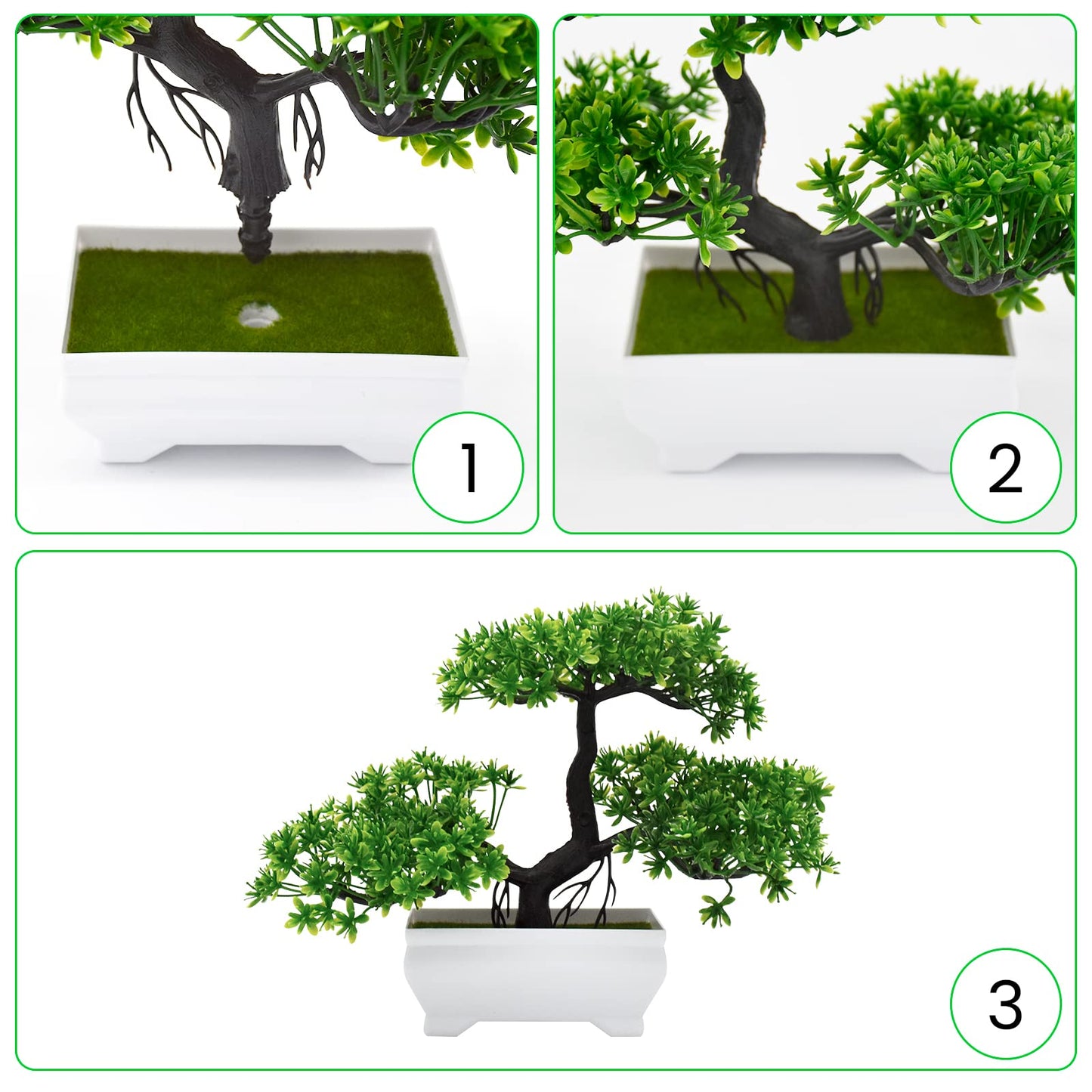 AzureLeap Artificial Bonsai Tree Cloud Pine Bionic Plant Indoor Small Fake Plants Decor Zen Garden Desk Home Desktop Office Bathroom Shelf Bedroom Living Room Decorations (Green)