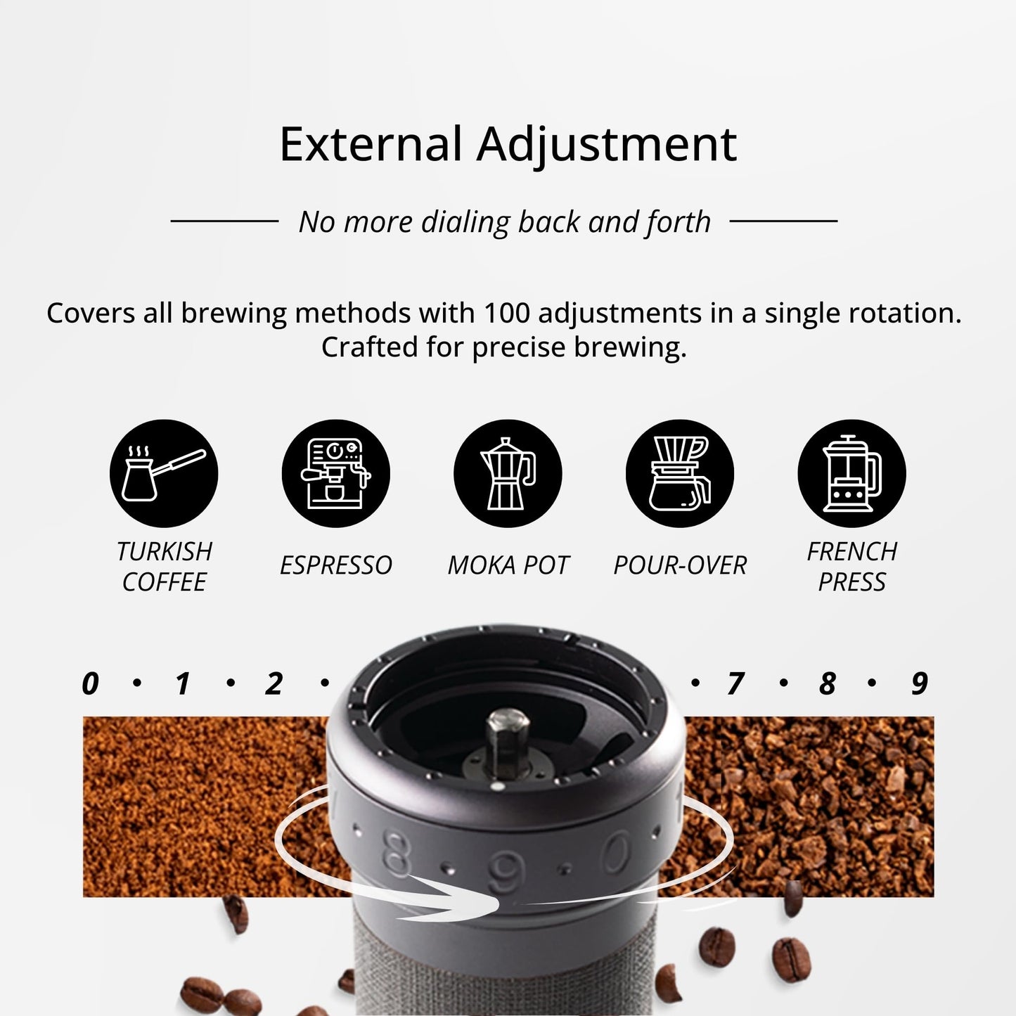 1Zpresso K-Ultra Manual Coffee Grinder Iron Gray with Carrying Case, Assembly Consistency Grind Stainless Steel Conical Burr, Foldable Handle, Numerical External Adjustable Setting, All-Round Grinder