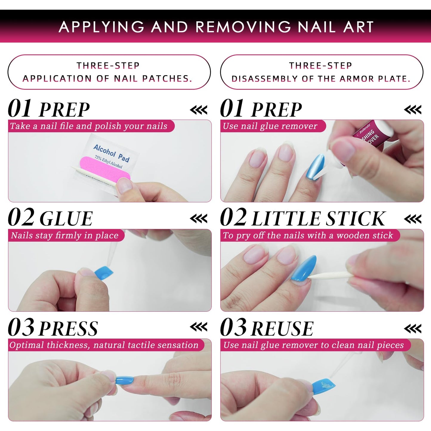 Belleruta Press On Nails Kit, Lavender Purple Butterfly, Short Almond Fake Nail Tips, 24 PCS Nails Press Ons with Glue and Gel