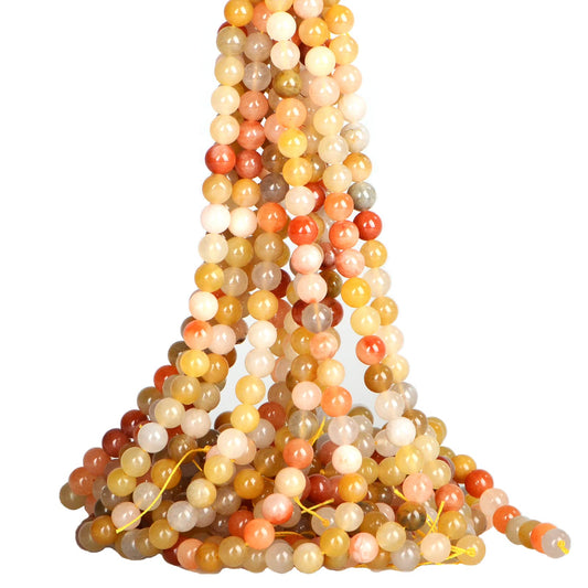 ICAI (Golden Jade) Natural Stone Beads Gemstone Round Loose Beads Crystal Energy Stone Healing Power for Jewelry Making DIY,1 Strand 35-37pcs(10mm)