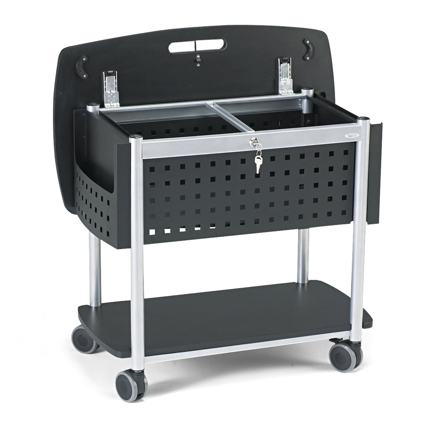 Safco Scoot Mobile File Cart with Work Surface, Fits Letter and Legal-Size Hanging Folders, Includes a Locking Lid & Key
