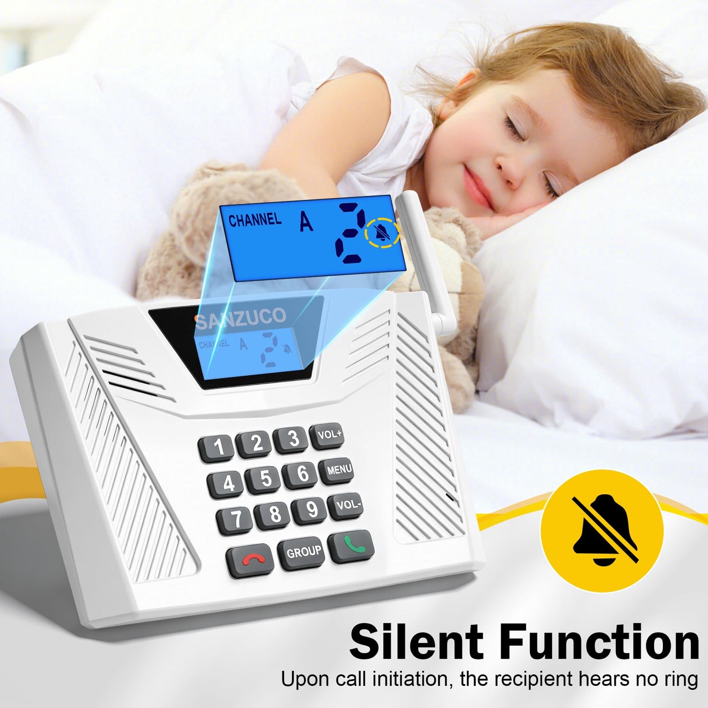 SANZUCO 60L Intercoms Wireless for Home, 1700ft 2026 Wireless Intercom System with Full Duplex & Group Call, Hands Free Two Way Real Time Home Intercom for Elderly, Kids & Office (2 Pack)