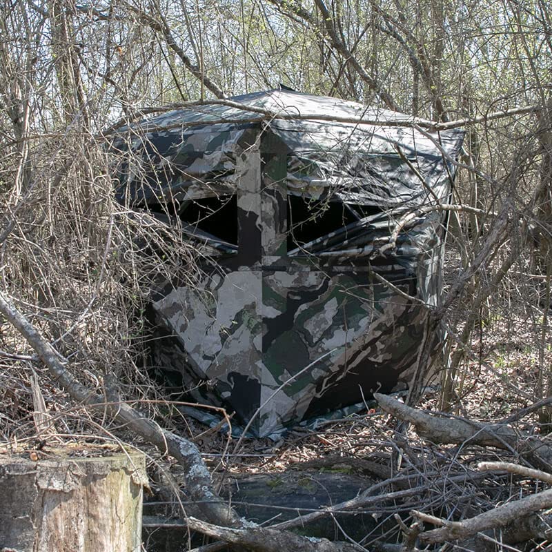 Primos Hunting Primos Hide-N-Sneak Hunting Blind, 270 Degree Ground Blind with Silent Slide Windows in Veil Camo