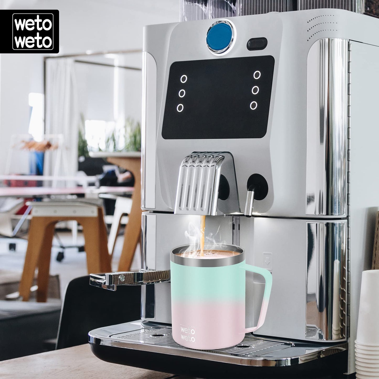 WETOWETO 14 oz Coffee Mug Set, Vacuum Insulated Camping Mug with Lid, Double Wall Stainless Steel Travel Tumbler, Coffee Cup Outdoor, Powder Coated Sweet Taffy