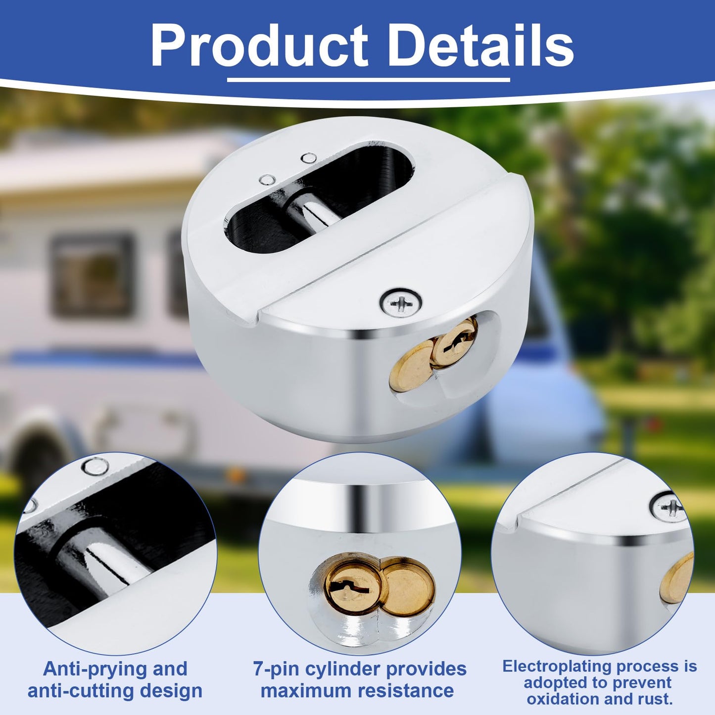 6271 Puck Lock, Hidden Shackle Padlock (2 Pack), Puck Locks, Pucks Locks for Trailers, 2-7/8" Hidden Shackle Padlock, Heavy Duty Puck Lockk with Keys, Trailer Pucks Padlocks 2 Pack