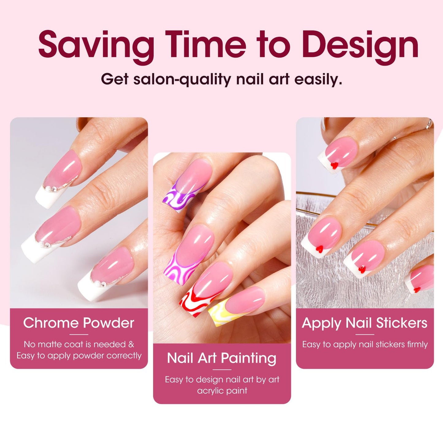 Gellen Gel Nails Tips - 330 pcs Pink French Tip Press on Nails, Short Square Gel Nail Tips Soft, 3 in 1 Pre-lasting Fake Nail No Need to File, Soft Fake Nail Tip for Nail Art