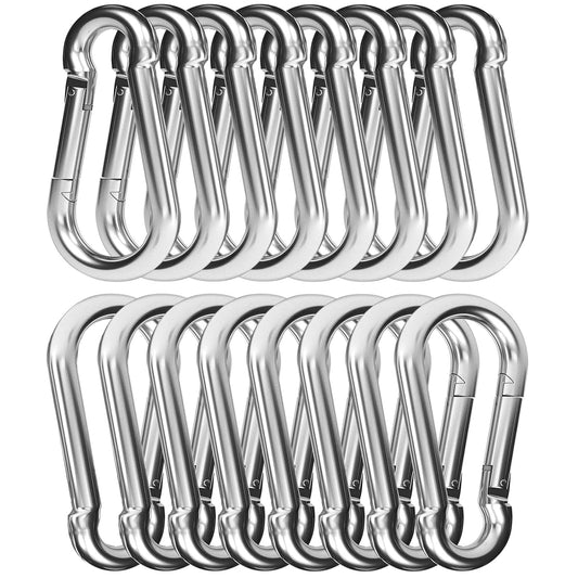 GAGBC 30PCS Heavy Duty Spring Snap Hook Carabiners Bulk, 3" M8 5/16" Galvanized Steel Quick Link Clip, 500LB Capacity for Outdoor, Gym, Hammock, Swing, Trailer Chain (30, 3 inch)