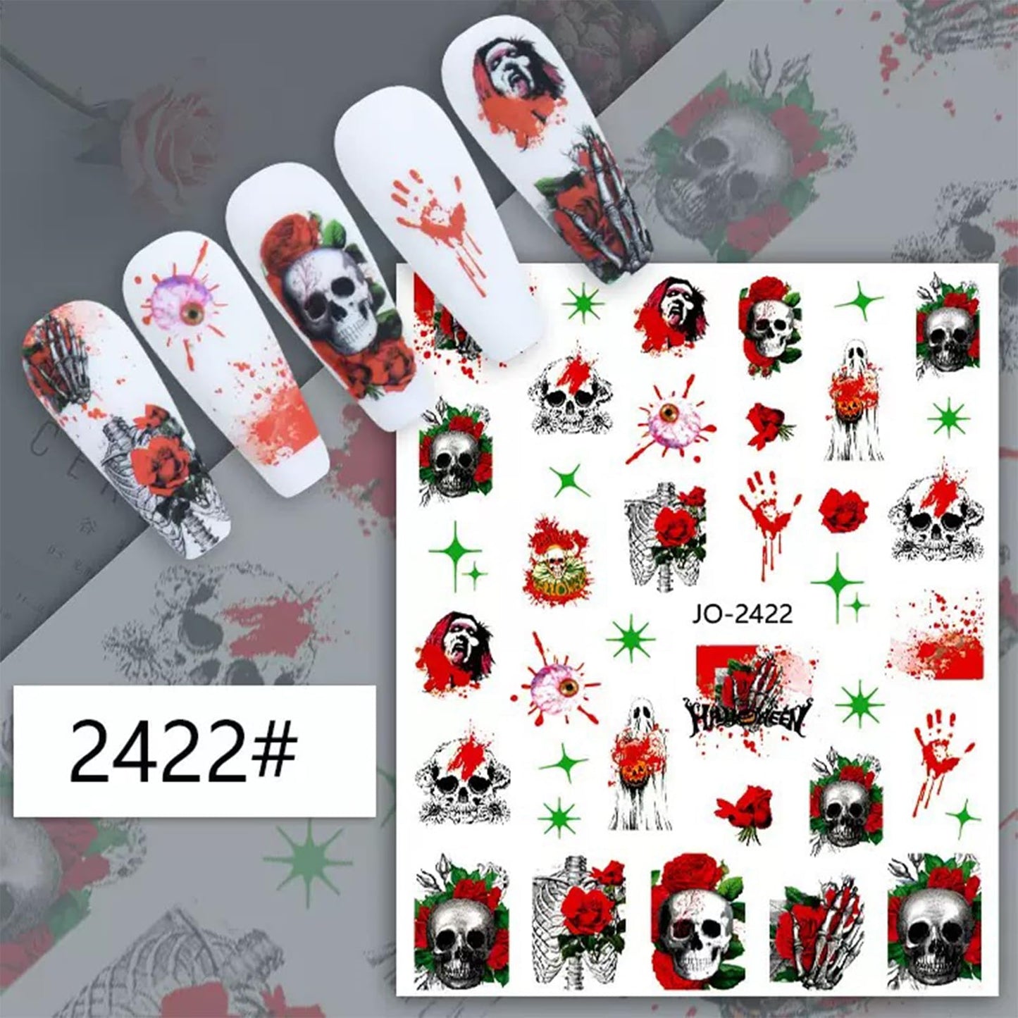 30 Sheets Halloween Nail Art Stickers Cute Pumpkin Skull Ghost Nail Stickers 3D Self-Adhesive Bat Spider Webs Nail Decals Nail Supplies for Women Girls Kids Decor