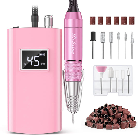 Beloving Portable Nail Drill Professional, 45000RPM Rechargeable Nail Drill Electric File Machine for Acrylic Gel Polish Remover