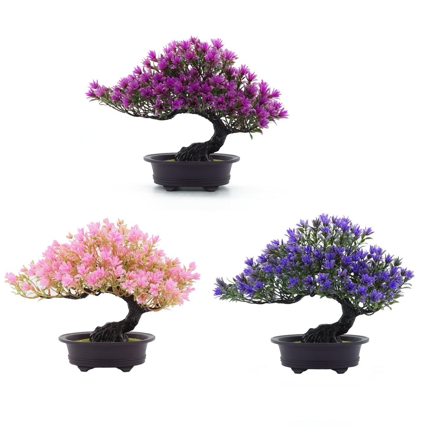 Artificial Bonsai Pine Tree Fake Desk Plants Commercial Reception Charm Adornment Home Decor Office Bookshelf Decor (Colourfu)
