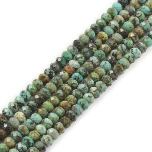 6mm Natural African Turquoise Faceted Rondelle Loose Beads Jewelry Making DIY Bead 16 Inch