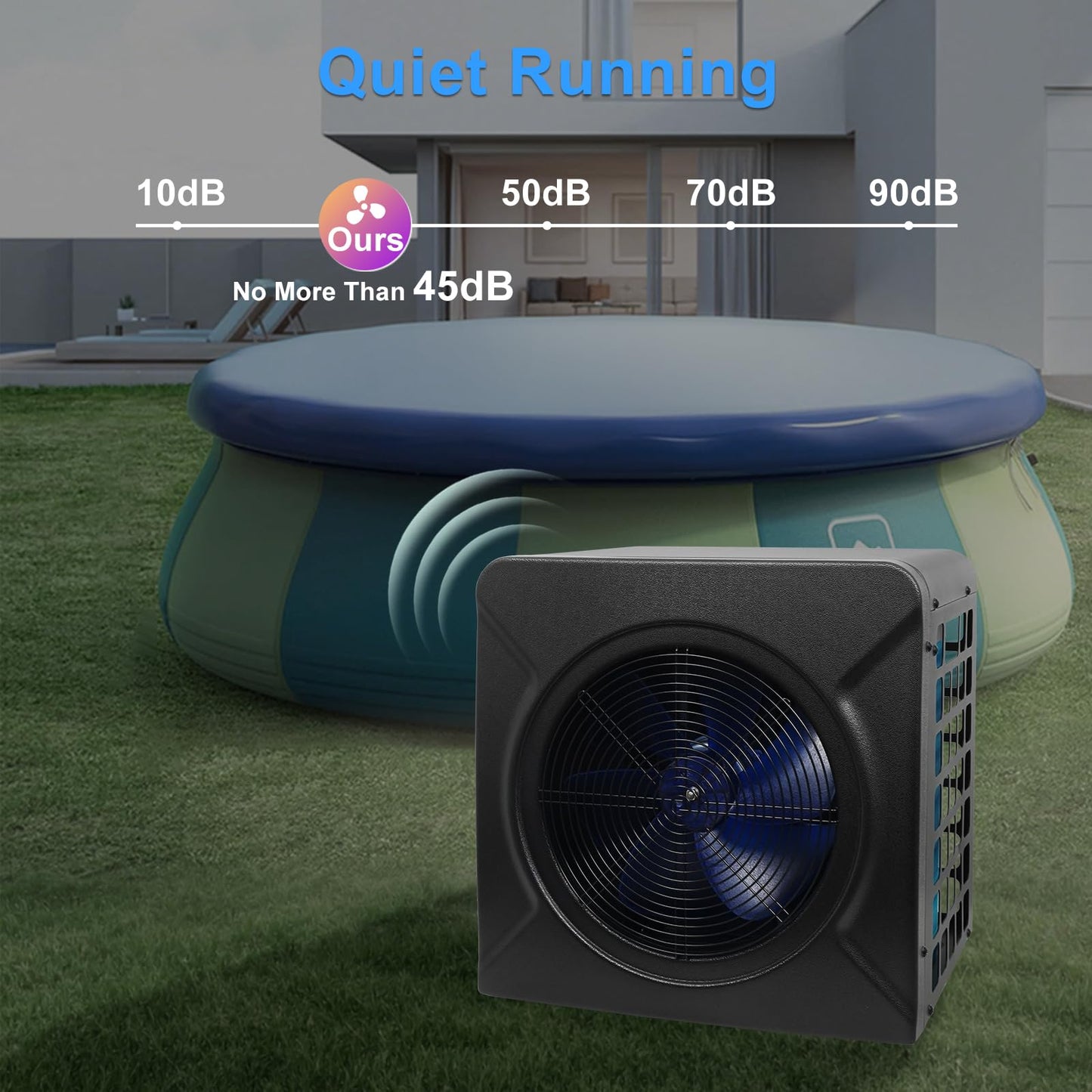 DOEL Mini Swimming Pool Heat Pump, 17100 BTU Electric Pool Heater for Above Ground Pools Heating or Cooling, Titanium Heat Exchanger, 115V 60Hz